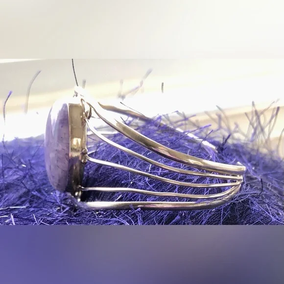 💜Sterling Silver Handcrafted Charoite Cuff Bracelet - Picture 2 of 13